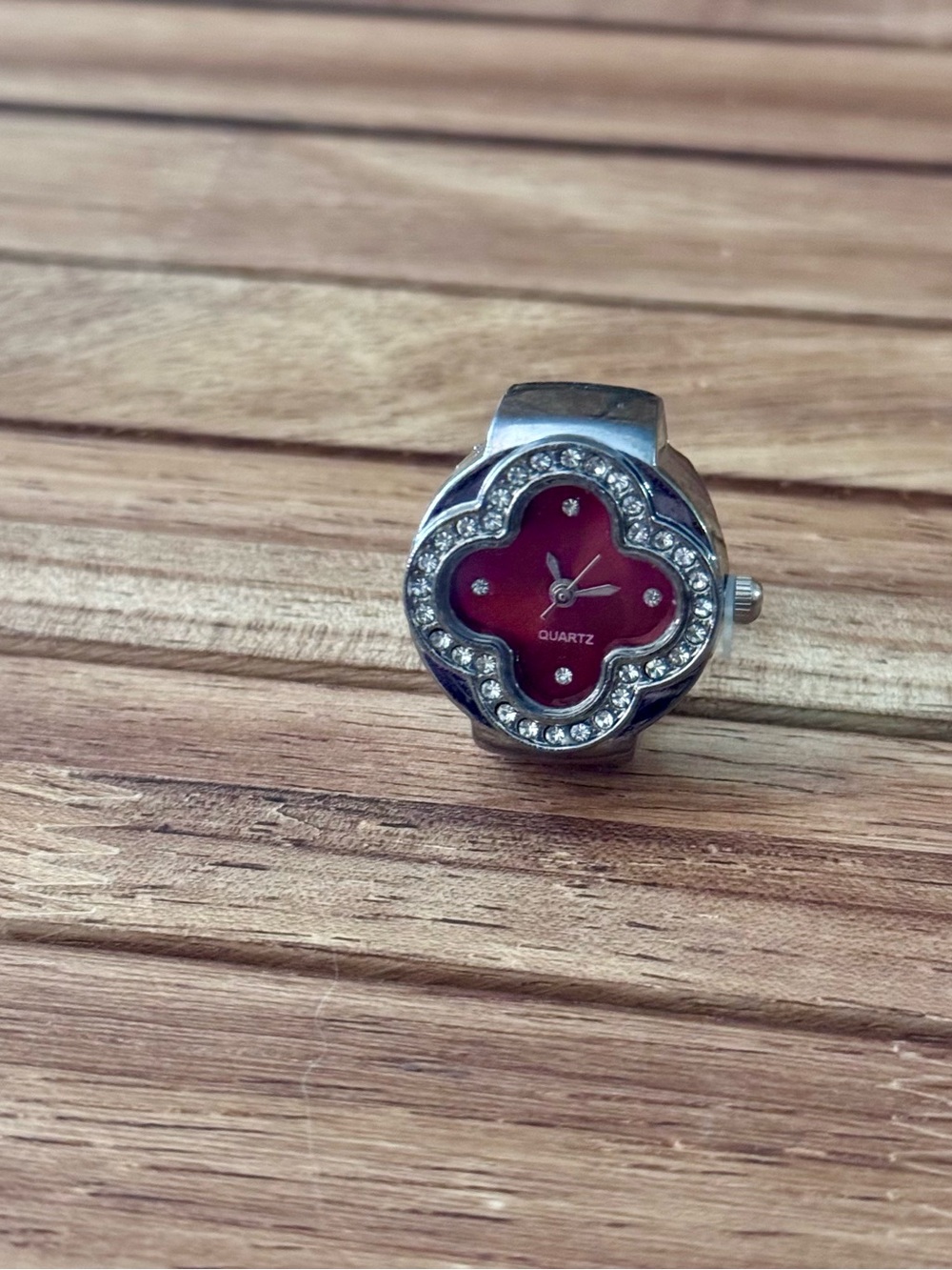 Red Crystal Accent Women's Ring Watch - Quartz